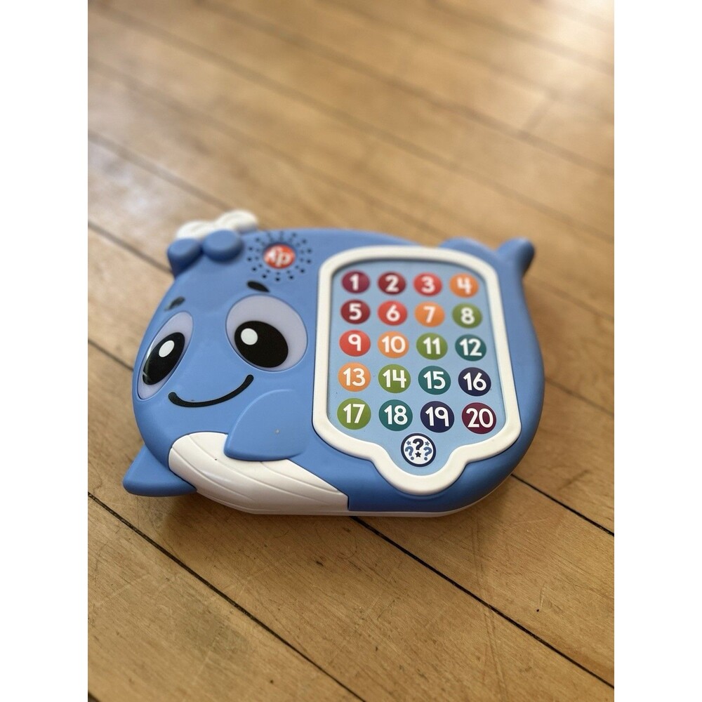 Fisher Price Linkimals COUNT & QUIZ WHALE Blue Lights Up Numbers 1-20 Works Good
